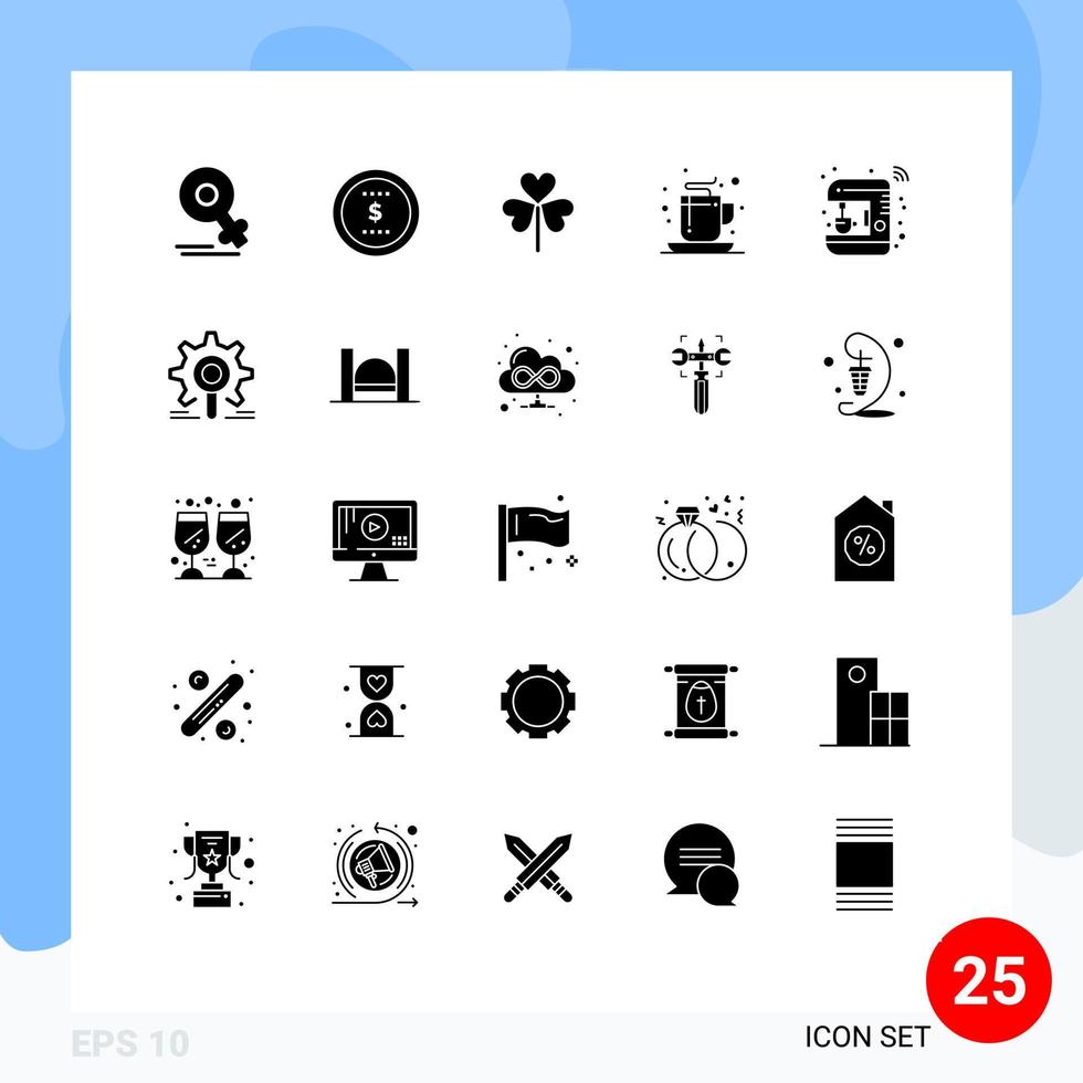 einstellen von 25 modern ui Symbole Symbole Zeichen zum Kaffee Büro Blume Tasse Natur editierbar Vektor Design Elemente
