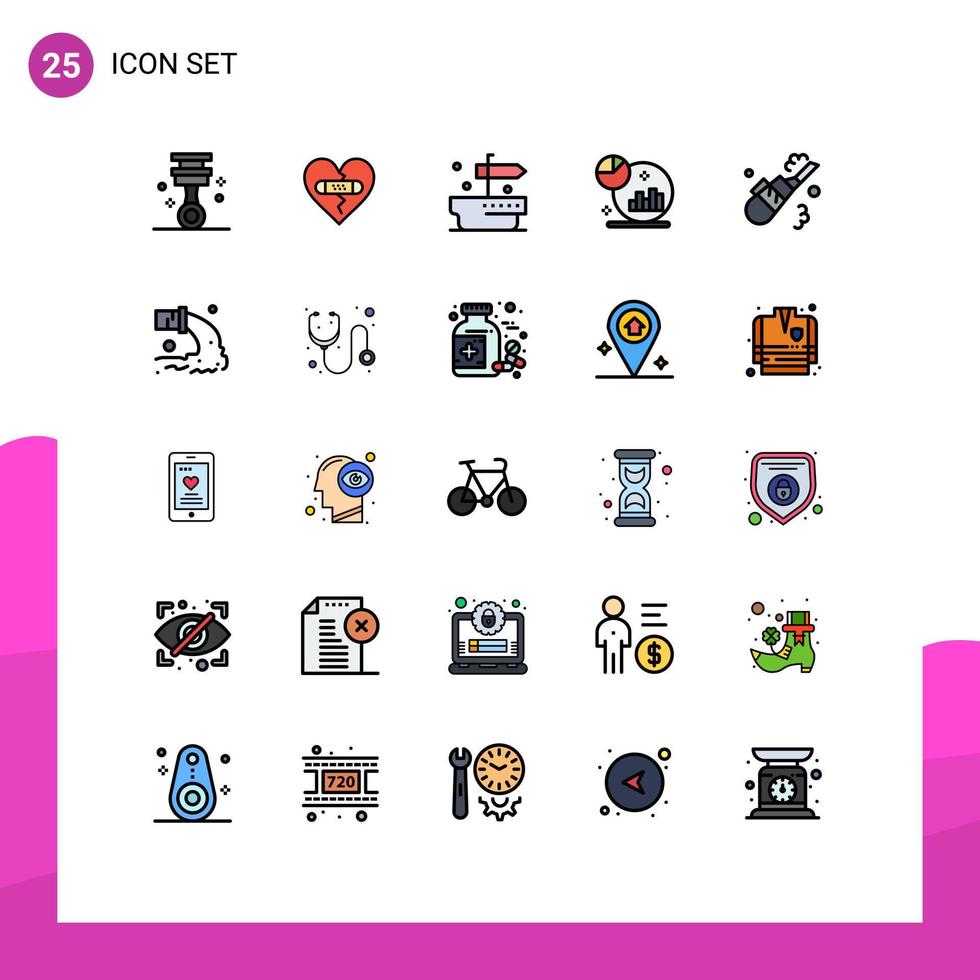 redigerbar vektor linje packa av 25 enkel fylld linje platt färger av rengöring marknadsföring kärlek vuxen analys redigerbar vektor design element