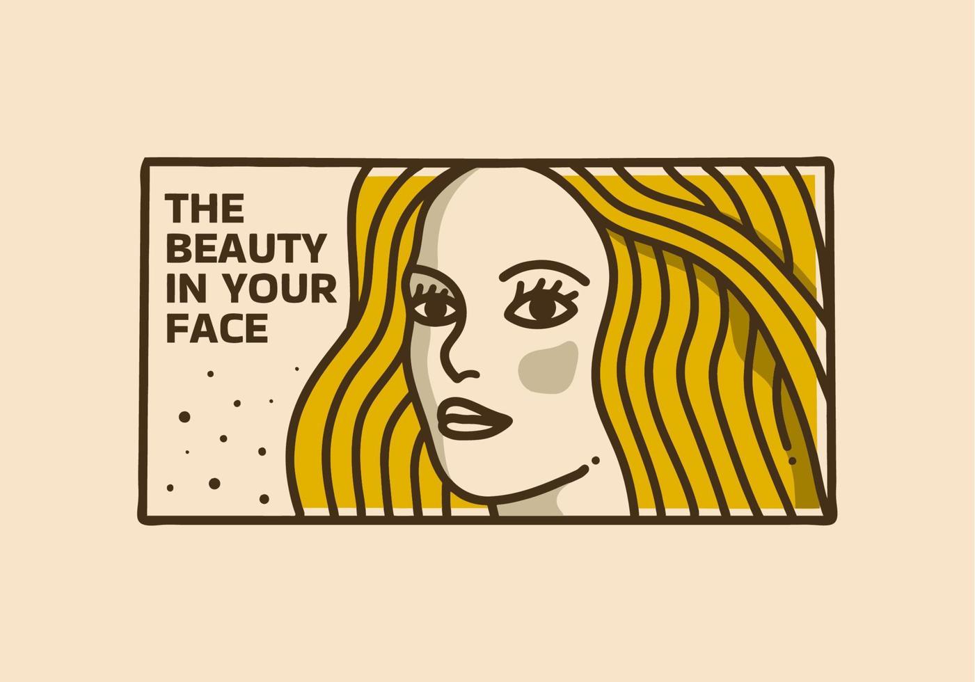 Jahrgang Kunst Illustration von ein schön Frau Gesicht vektor