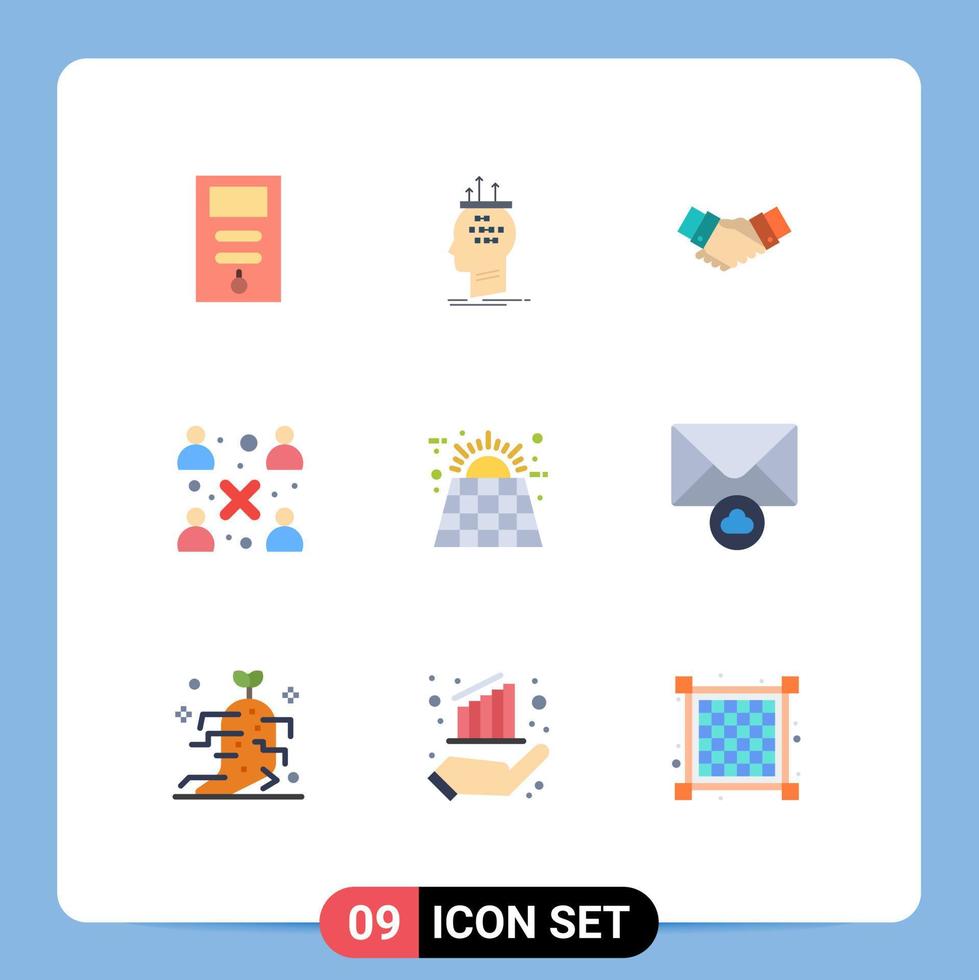 Handy, Mobiltelefon Schnittstelle eben Farbe einstellen von 9 Piktogramme von Menschen Geschäft Denken Partnerschaft Hände editierbar Vektor Design Elemente