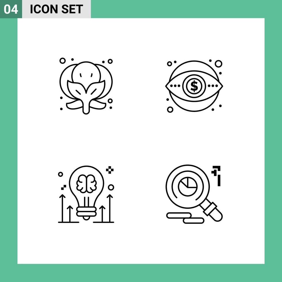 universell ikon symboler grupp av 4 modern fylld linje platt färger av broccoli brainstorming företag pengar aning redigerbar vektor design element