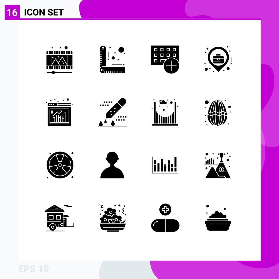 uppsättning av 16 modern ui ikoner symboler tecken för bar företag plats datorer Karta stad redigerbar vektor design element