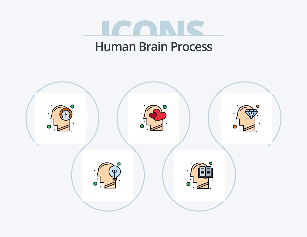 mänsklig hjärna bearbeta linje fylld ikon packa 5 ikon design. mänsklig. moln. kunskap. bearbeta. mänsklig vektor