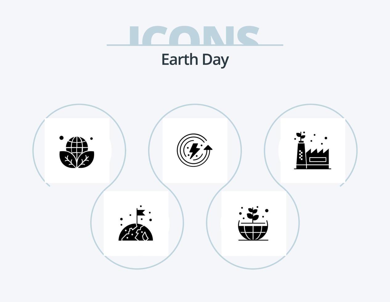 jord dag glyf ikon packa 5 ikon design. grön fabrik. eco tillverkning. ekologi. miljö- skydd. ekologi vektor