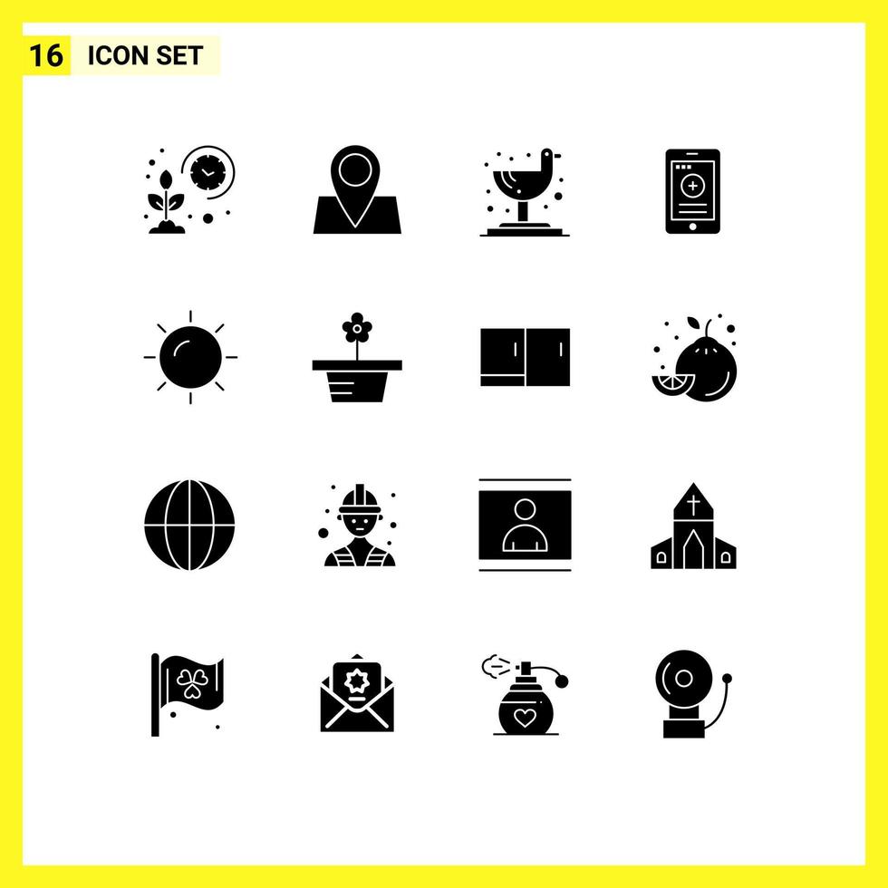 16 universell fast glyf tecken symboler av glänsande sjukhus vaddera låsa telefon medicinsk redigerbar vektor design element