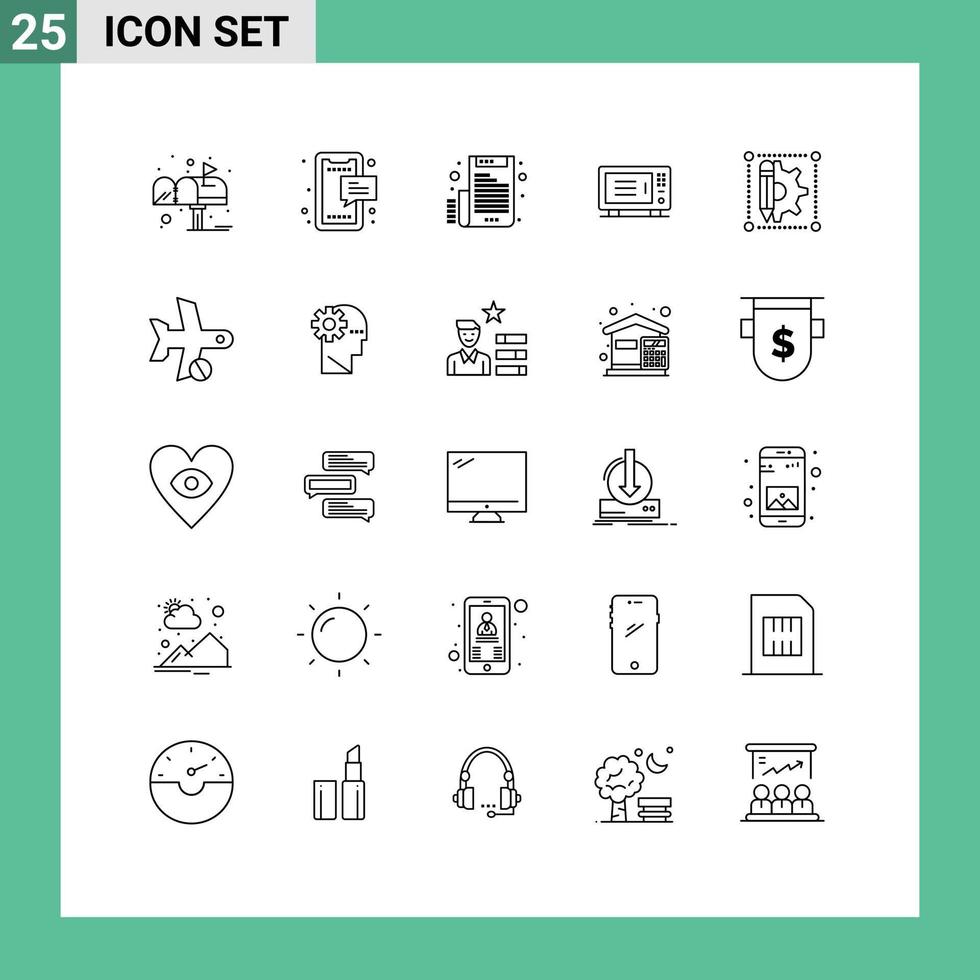 packa av 25 modern rader tecken och symboler för webb skriva ut media sådan som kreativ maskin telefon Hem brev redigerbar vektor design element