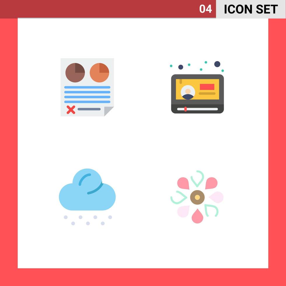 platt ikon packa av 4 universell symboler av kontrakt moln papper spela väder redigerbar vektor design element
