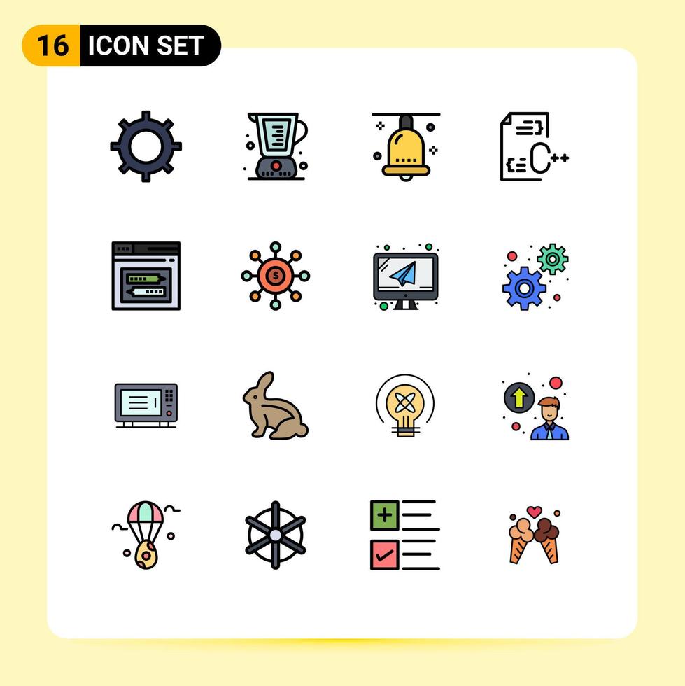 Handy, Mobiltelefon Schnittstelle eben Farbe gefüllt Linie einstellen von 16 Piktogramme von Entwicklung Codierung Messung c Festival editierbar kreativ Vektor Design Elemente