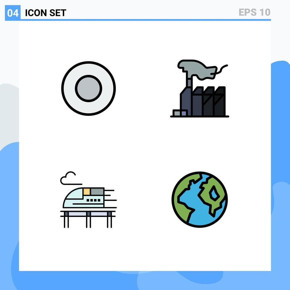 4 tematiska vektor fylld linje platt färger och redigerbar symboler av maträtt kula envälde intressera jord redigerbar vektor design element