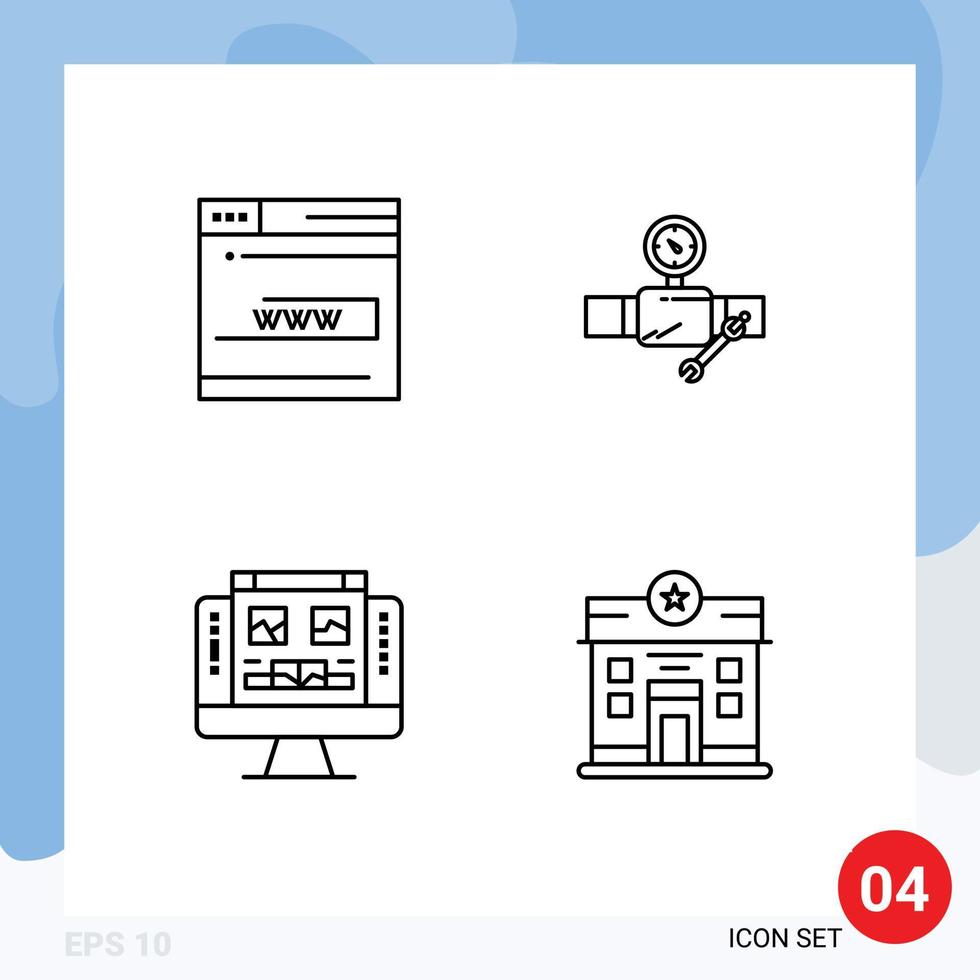 packa av 4 modern fylld linje platt färger tecken och symboler för webb skriva ut media sådan som webb tolk hemsida byggnad dator redigerbar vektor design element