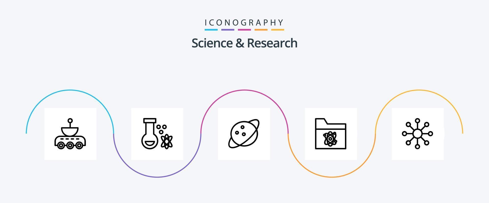 Wissenschaft Linie 5 Symbol Pack einschließlich Neuron. Raum. Raum. Wissenschaft. Atom vektor