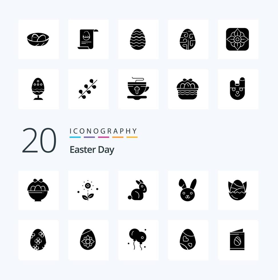 20 Ostern solide Glyphe Symbol Pack mögen Ostern Schüssel Ostern glücklich Ostern vektor