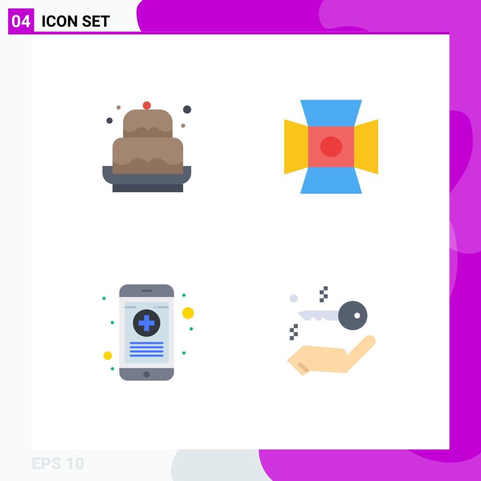 uppsättning av 4 vektor platt ikoner på rutnät för födelsedag medicinsk dekoration Foto telefon redigerbar vektor design element