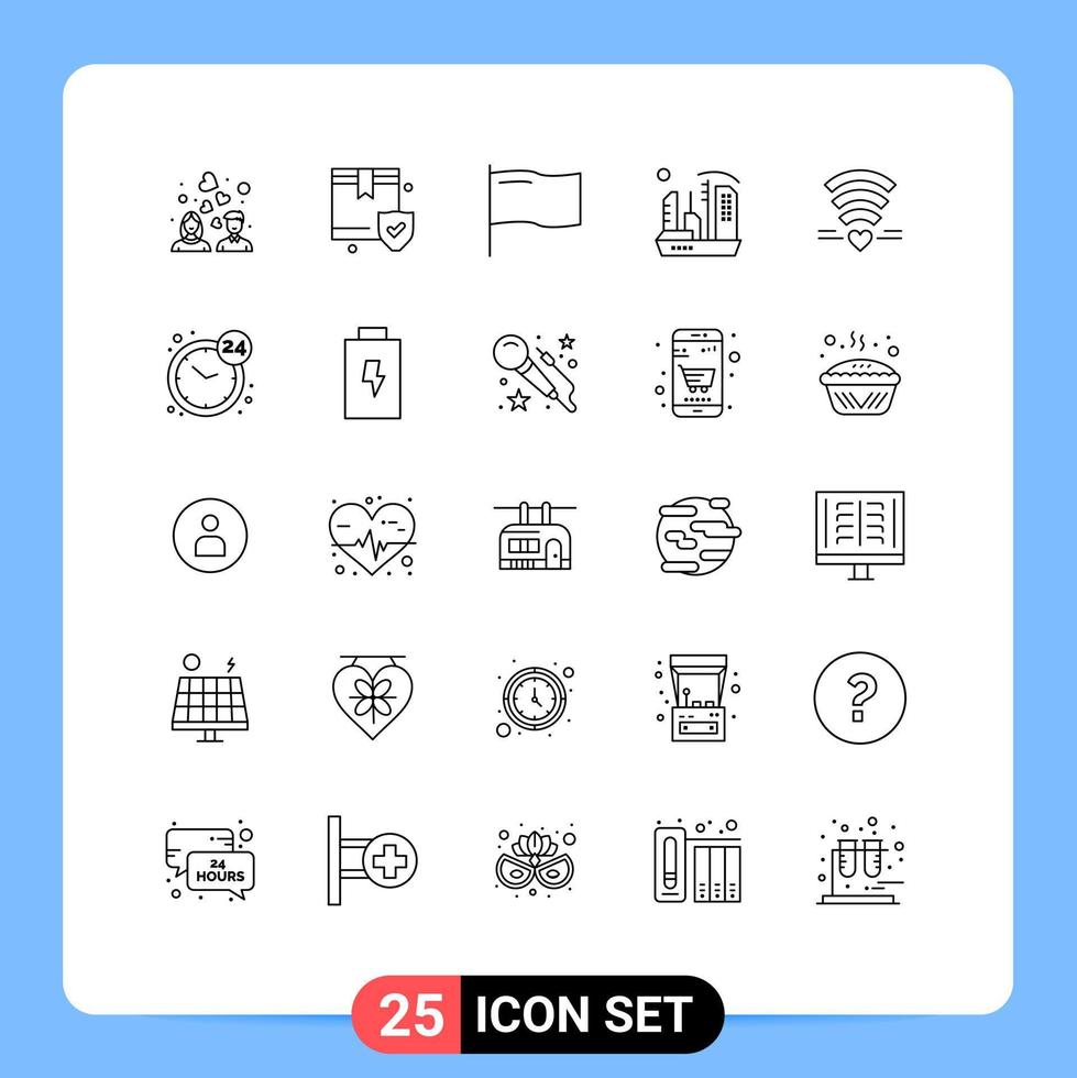 universell ikon symboler grupp av 25 modern rader av kärlek expansion Land kupol kolonisering redigerbar vektor design element