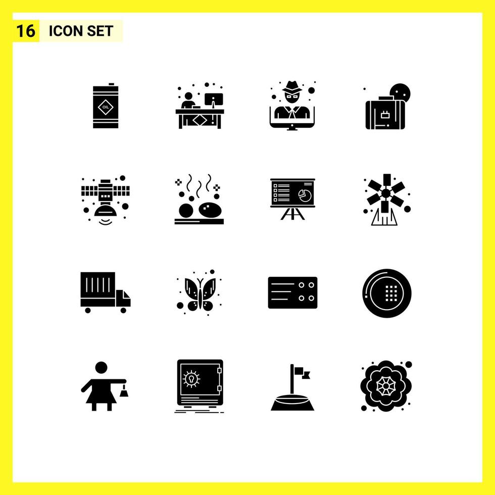 16 kreativ Symbole modern Zeichen und Symbole von Kommunikation Sonne Rezeption Sommer- Verbrechen editierbar Vektor Design Elemente