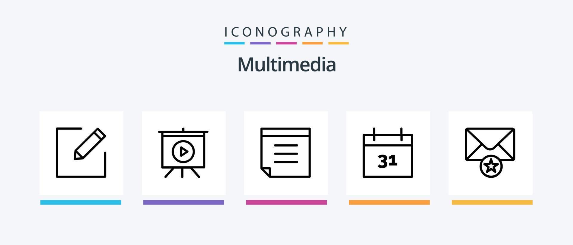 Multimedia Linie 5 Symbol Pack einschließlich . Werbung. Botschaft. kreativ Symbole Design vektor