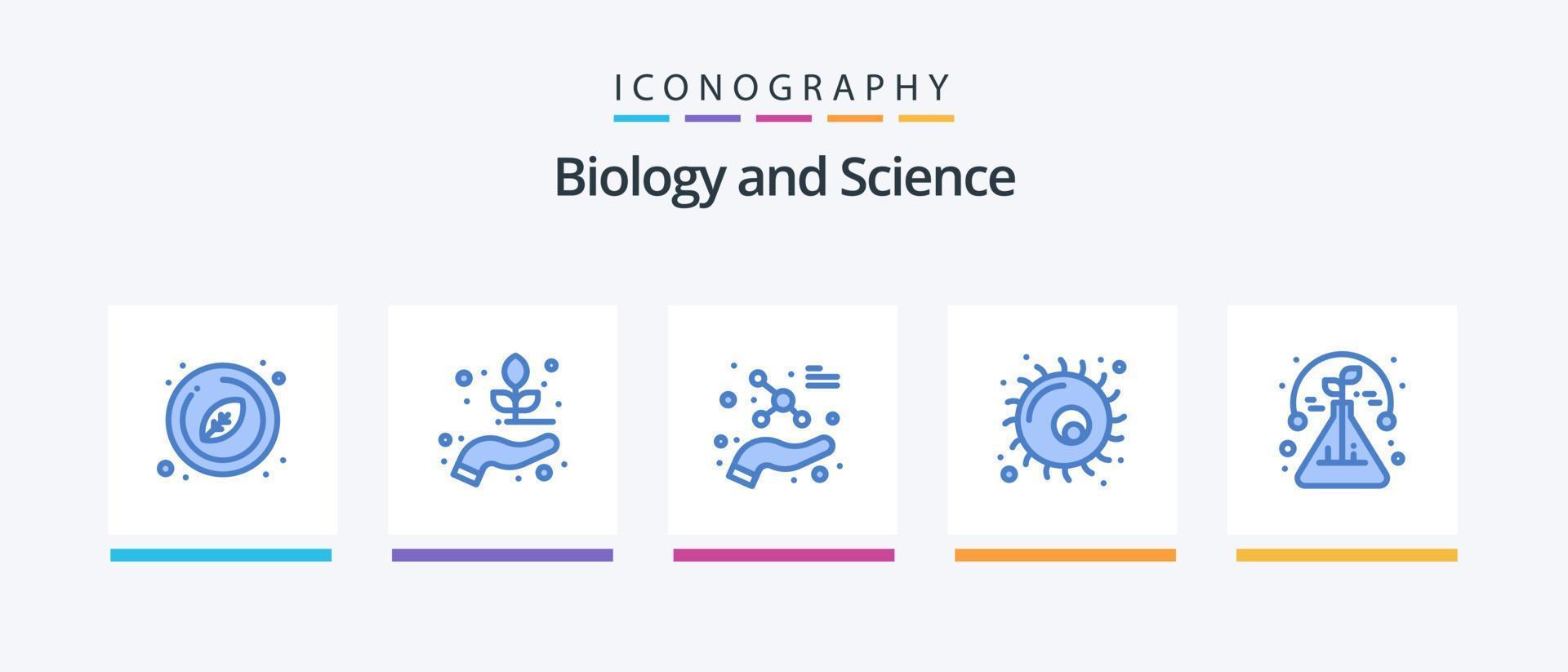 biologi blå 5 ikon packa Inklusive vetenskap. växt. skydda. cell. djur. kreativ ikoner design vektor