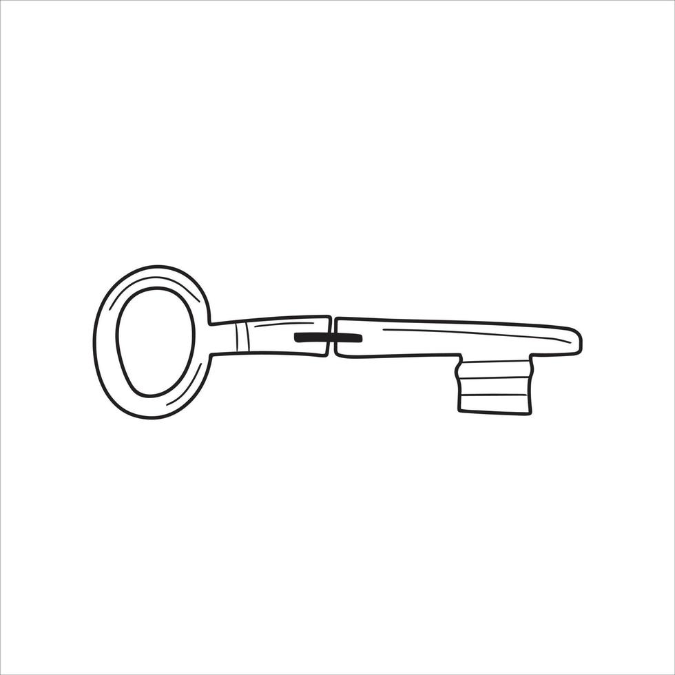 Handgezeichnete alte Schlüssel-Doodle-Ikone. Vektor-Illustration im Cartoon-Stil auf weißem Hintergrund. einfache Zeichnung vektor