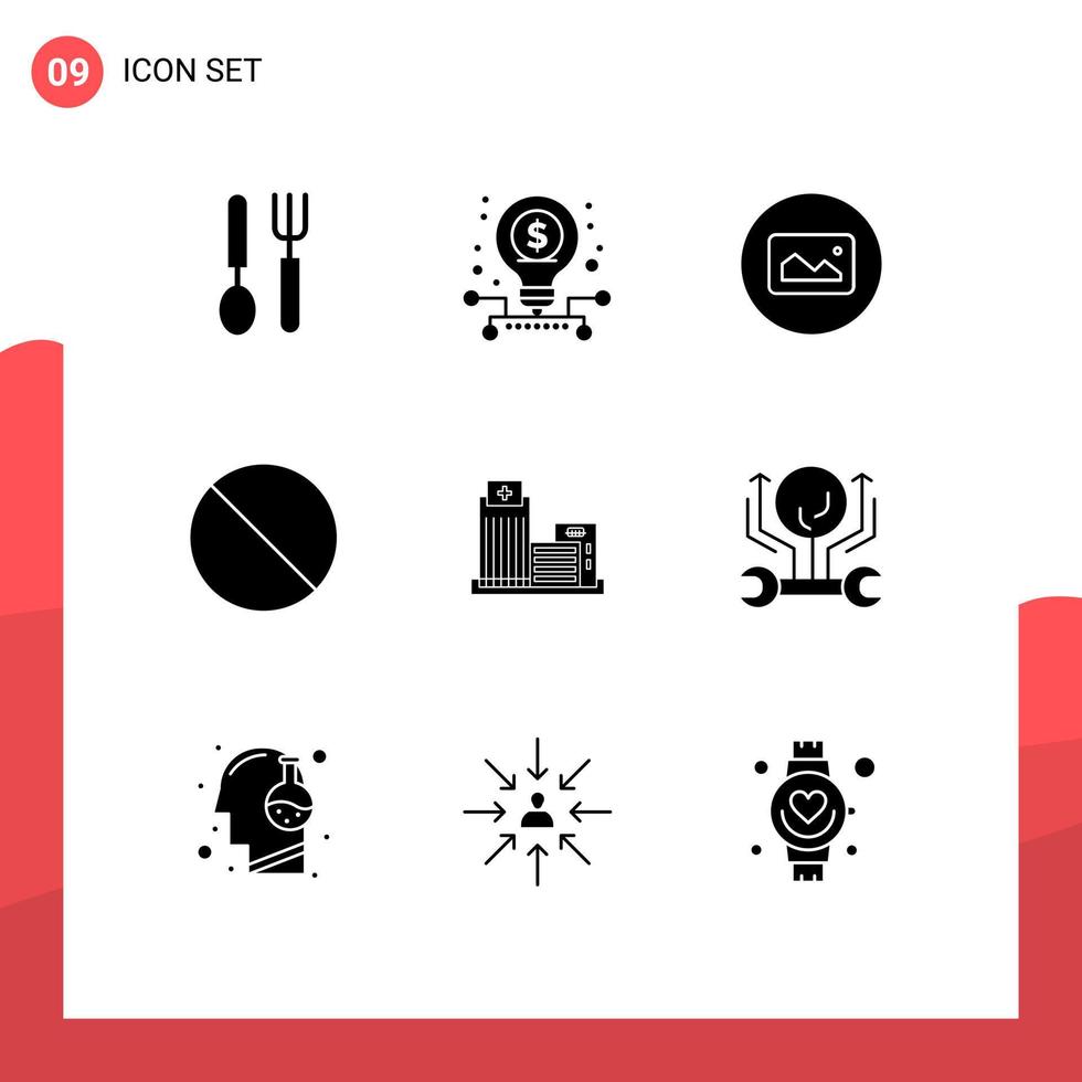 uppsättning av 9 modern ui ikoner symboler tecken för verklig byggnad bild sluta annullera redigerbar vektor design element