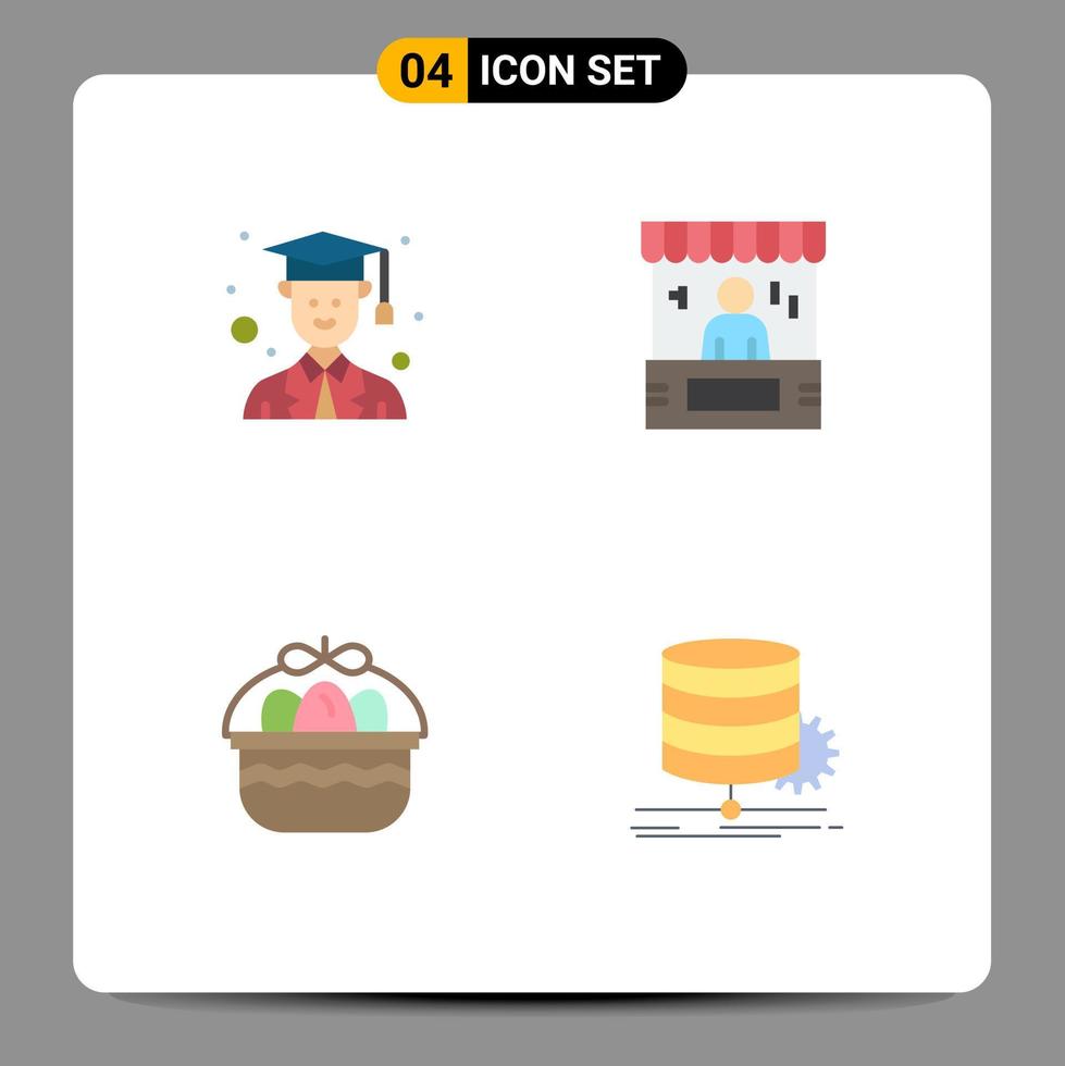 uppsättning av 4 modern ui ikoner symboler tecken för avatar korg reklam handel ägg redigerbar vektor design element