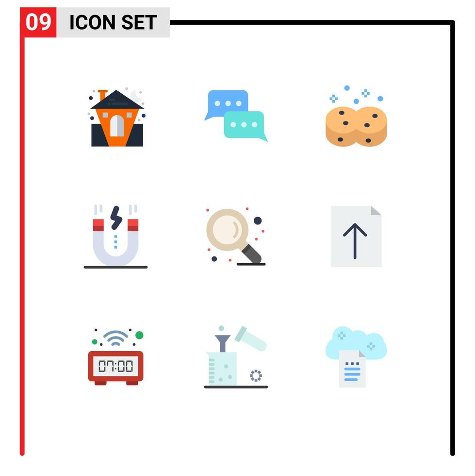 9 universell platt färger uppsättning för webb och mobil tillämpningar magnet design meddelande kreativ svampar redigerbar vektor design element