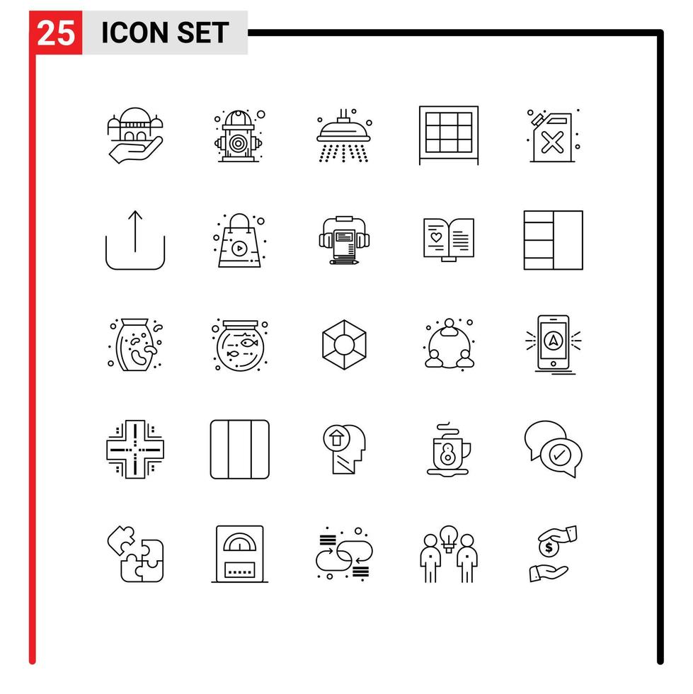 uppsättning av 25 modern ui ikoner symboler tecken för brand tunna vatten möbel bokhylla redigerbar vektor design element