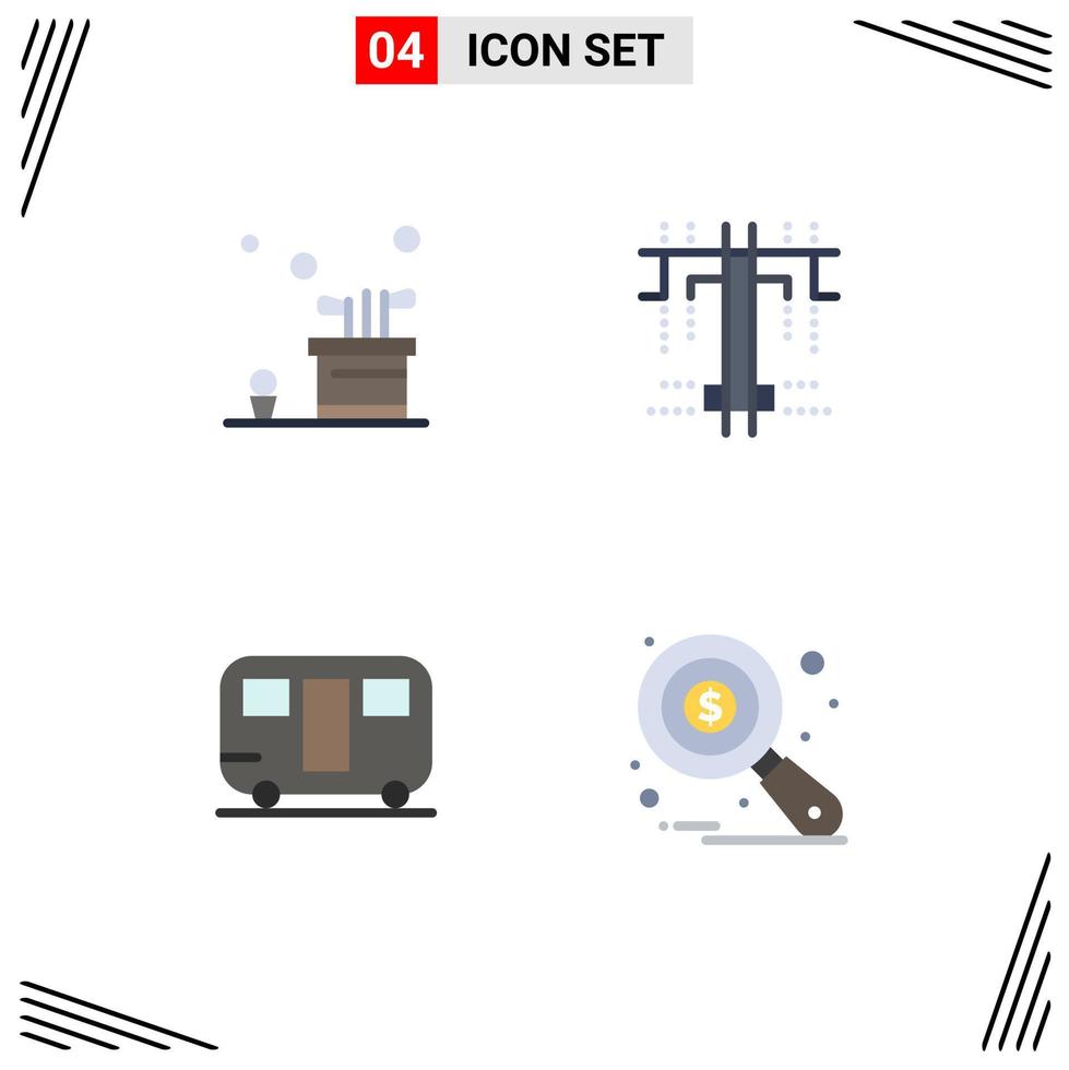 grupp av 4 modern platt ikoner uppsättning för väska trailer spel bearbeta vagn redigerbar vektor design element