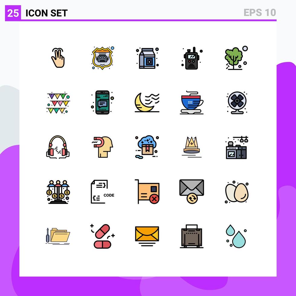 uppsättning av 25 modern ui ikoner symboler tecken för jord torr mjölk brand radio transceiver redigerbar vektor design element