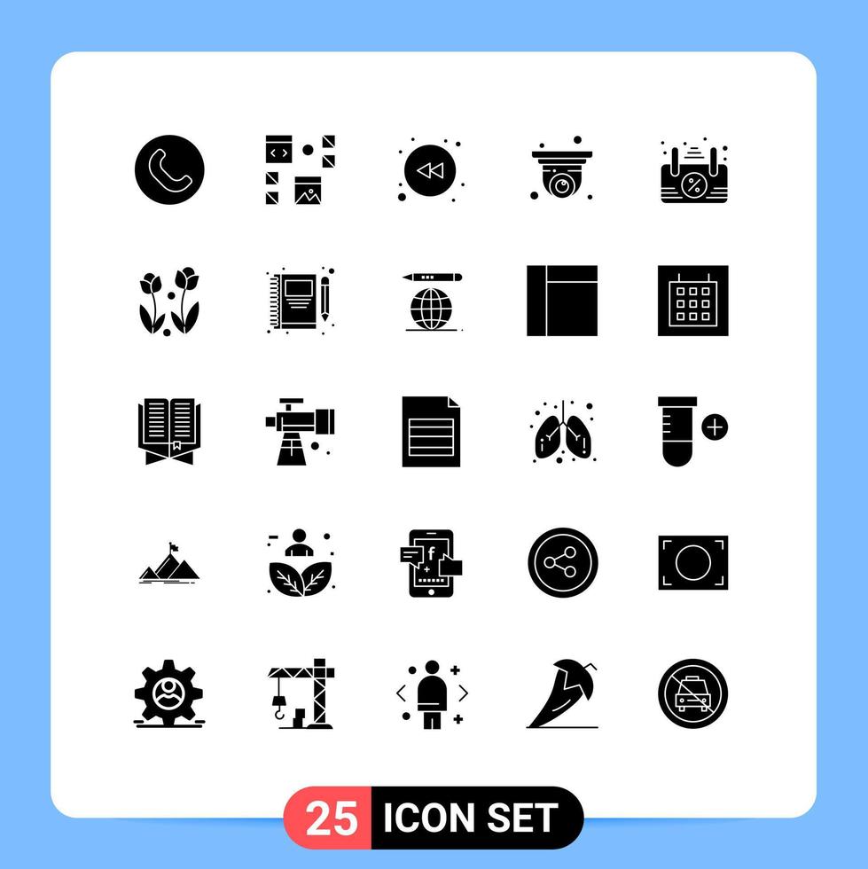 Lager Vektor Symbol Pack von 25 Linie Zeichen und Symbole zum öffnen Tafel Pfeil Sicherheit Kamera cctv editierbar Vektor Design Elemente