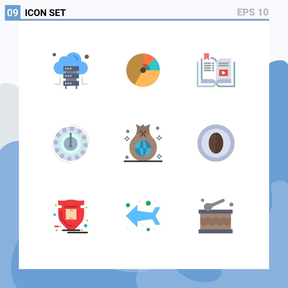modern uppsättning av 9 platt färger pictograph av bekostnad konsumtion Graf multimedia handledning redigerbar vektor design element