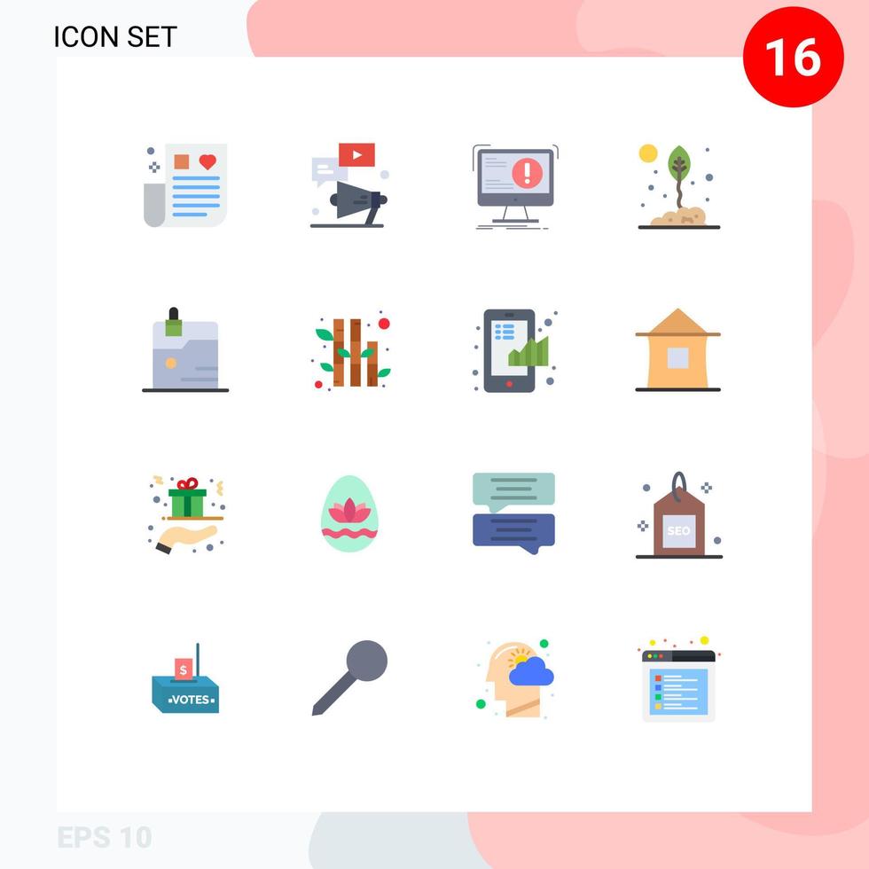 platt Färg packa av 16 universell symboler av blad eco marknadsföring lantbruk dator redigerbar packa av kreativ vektor design element