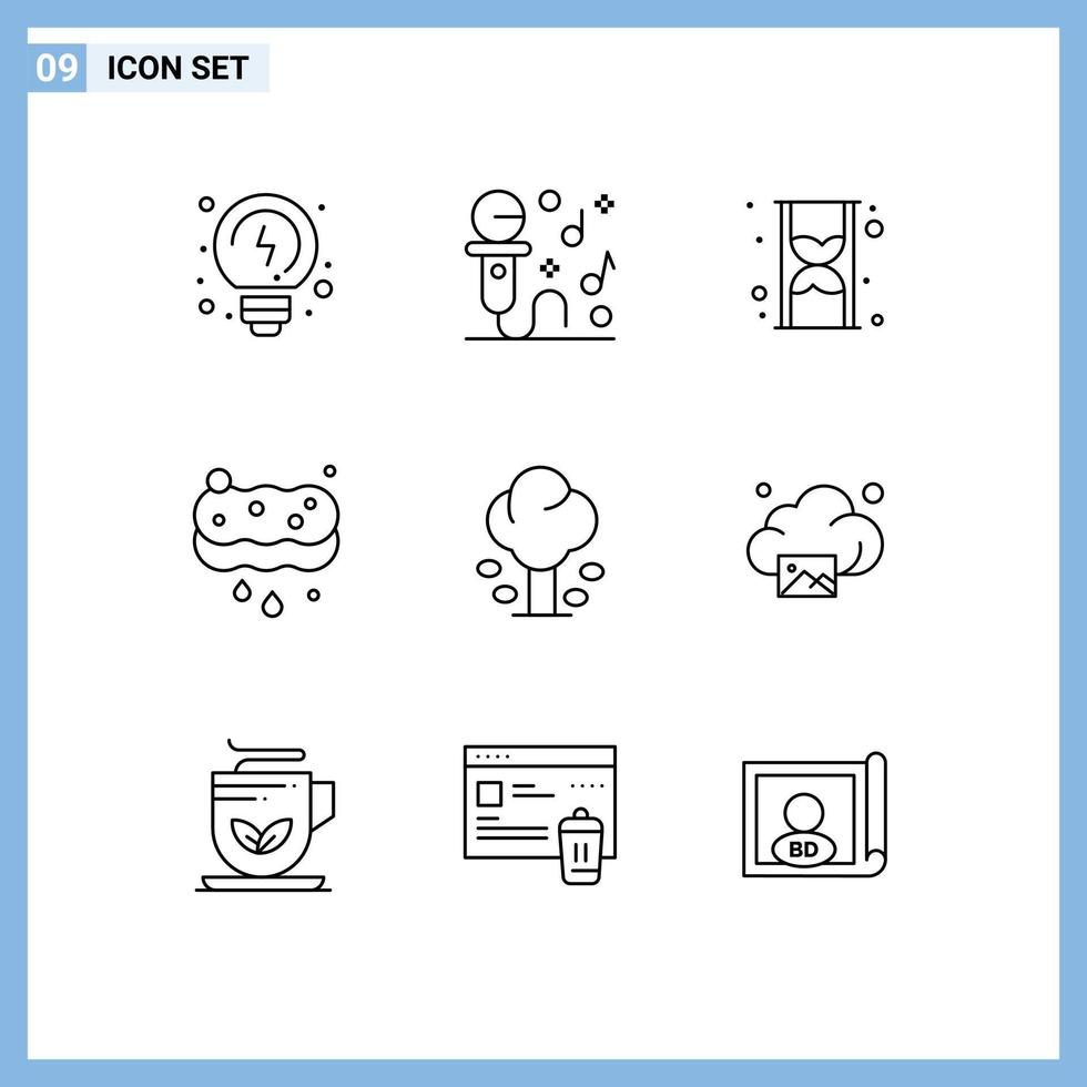 uppsättning av 9 modern ui ikoner symboler tecken för grön miljö timme tvätta rengöring redigerbar vektor design element
