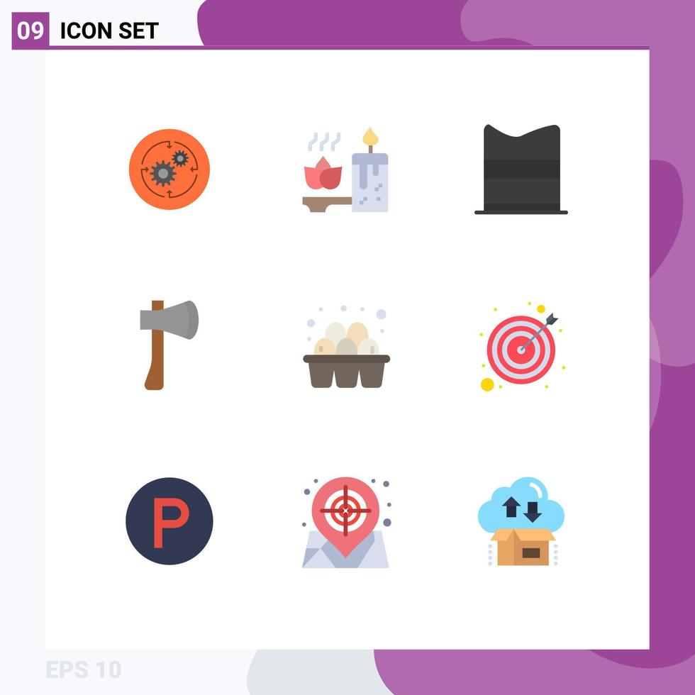 uppsättning av 9 modern ui ikoner symboler tecken för byggnad yxa spa yxa verktyg webb redigerbar vektor design element