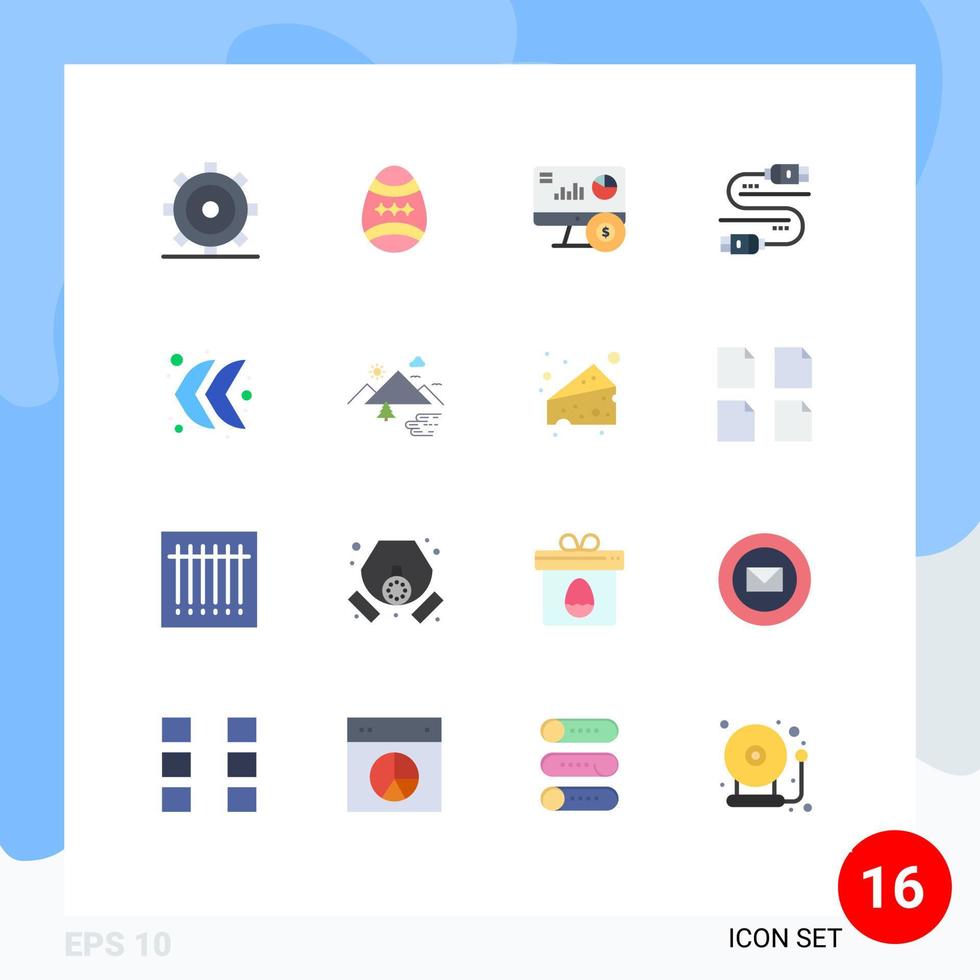 uppsättning av 16 kommersiell platt färger packa för riktning dela med sig övervaka server kabel- redigerbar packa av kreativ vektor design element
