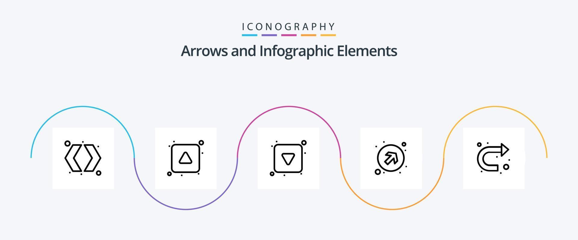 Pfeil Linie 5 Symbol Pack einschließlich unterzeichnen. richtig hoch. abspielen Taste. hoch. Pfeil vektor