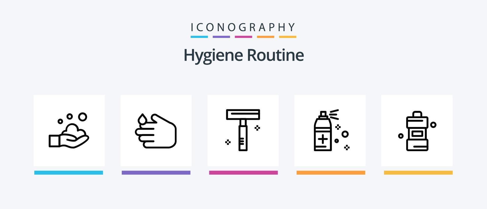 hygien rutin- linje 5 ikon packa Inklusive svamp. rengöring. tvätta. rena. grädde. kreativ ikoner design vektor