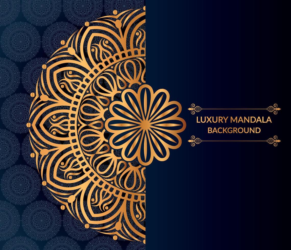 lyx dekorativ mandala bakgrund design med gyllene mandala vektor