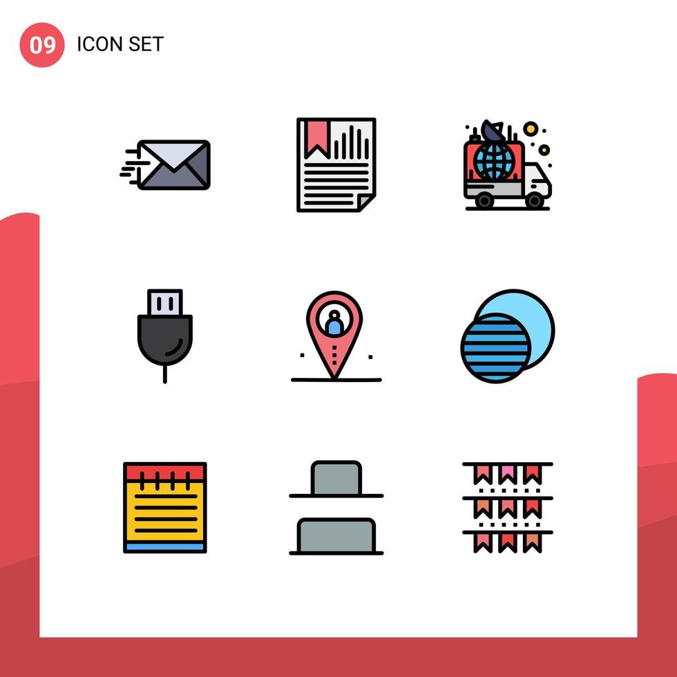 uppsättning av 9 modern ui ikoner symboler tecken för teknologi plugg annons elektronik Nyheter redigerbar vektor design element