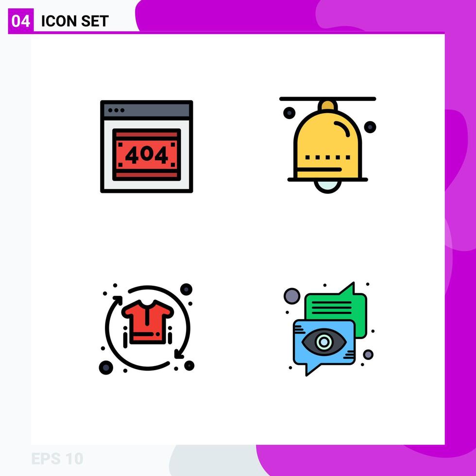 användare gränssnitt packa av 4 grundläggande fylld linje platt färger av fel Kläder server hand klocka försäljning redigerbar vektor design element