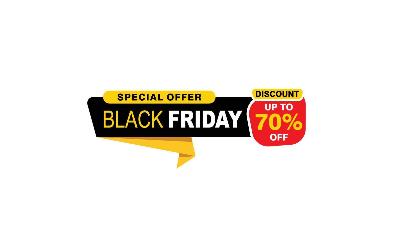 70 Prozent Rabatt Black Friday Angebot, Räumung, Werbebanner-Layout mit Aufkleberstil. vektor