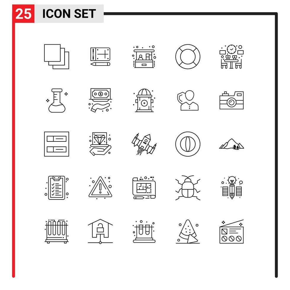 Universal- Symbol Symbole Gruppe von 25 modern Linien von Abendessen ux Zuhause Geschäft ui wesentlich editierbar Vektor Design Elemente
