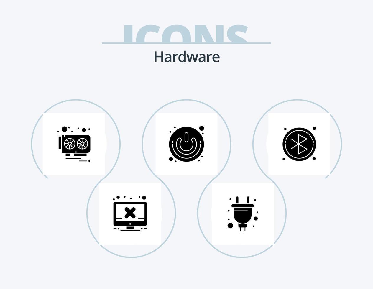 Hardware- Glyphe Symbol Pack 5 Symbol Design. Bluetooth. abschalten. Karte. Leistung Taste. auf aus vektor