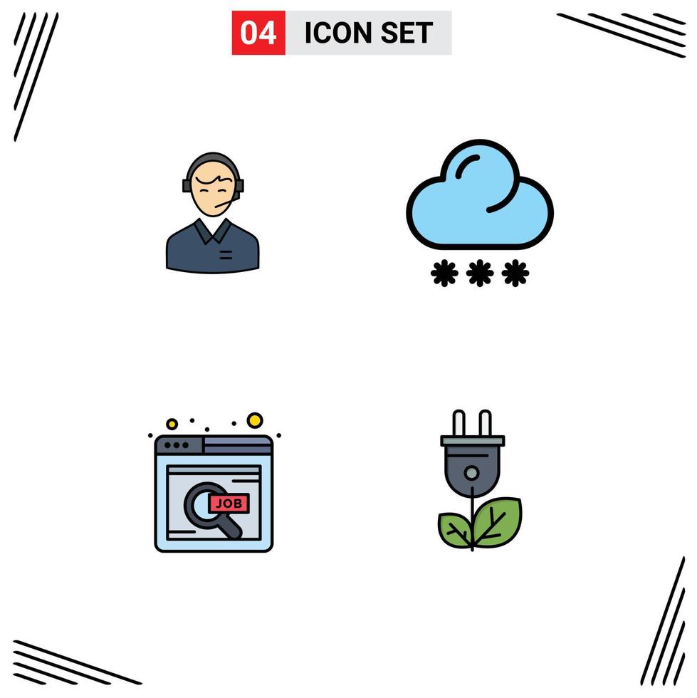 uppsättning av 4 modern ui ikoner symboler tecken för Stöd snö kund service hitta redigerbar vektor design element