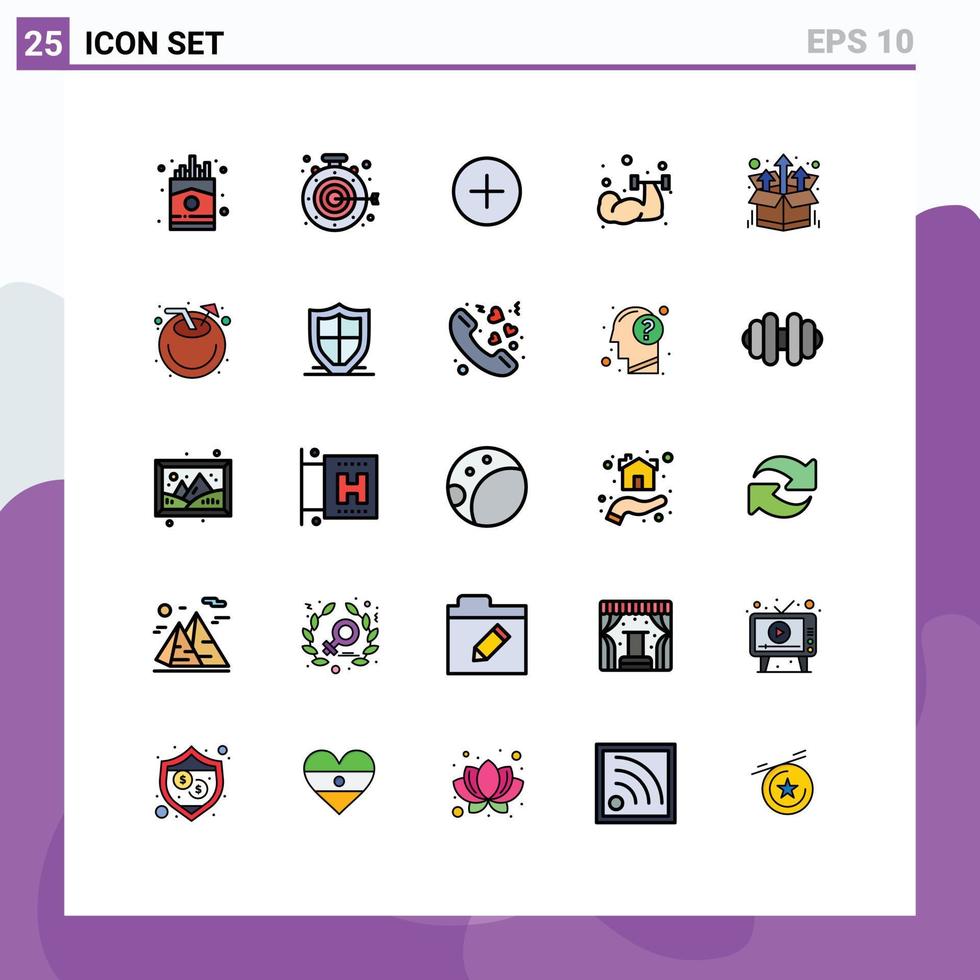 25 användare gränssnitt fylld linje platt Färg packa av modern tecken och symboler av produkt bunt Twitter tyngdlyftning övning redigerbar vektor design element