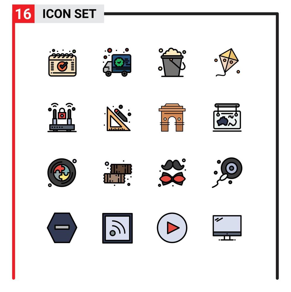 universell ikon symboler grupp av 16 modern platt Färg fylld rader av låsa brottslighet rengöring vår påsk redigerbar kreativ vektor design element