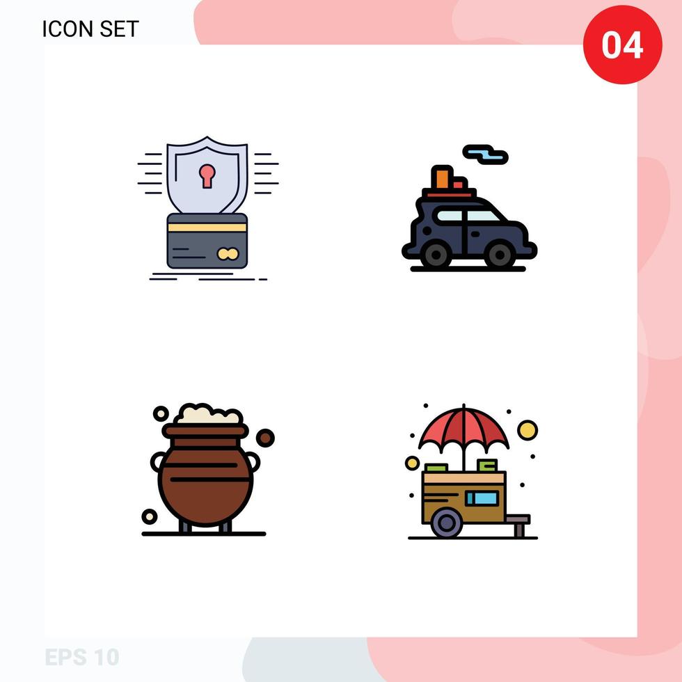 einstellen von 4 modern ui Symbole Symbole Zeichen zum Sicherheit Vermögen hacken Auto Glück editierbar Vektor Design Elemente