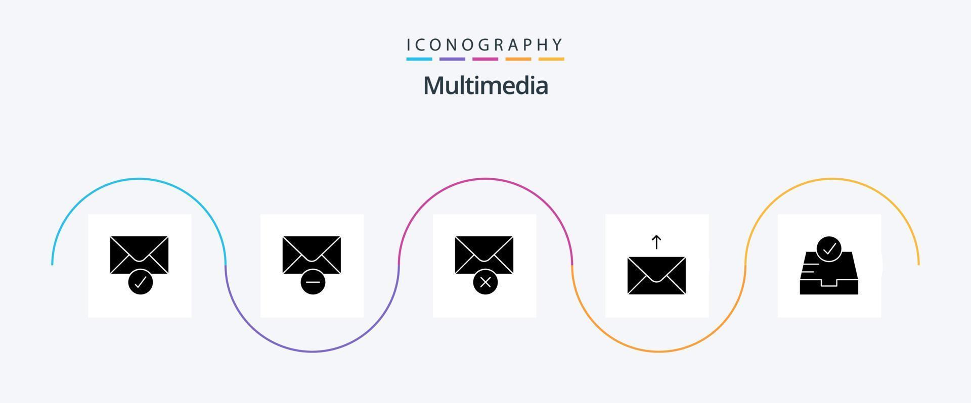 Multimedia Glyphe 5 Symbol Pack einschließlich . schicken. vektor