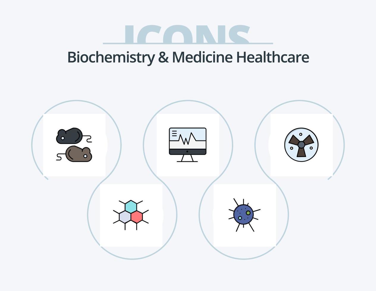 biokemi och medicin sjukvård linje fylld ikon packa 5 ikon design. medicinsk. maträtt. hjälpa. petri. medicinsk vektor