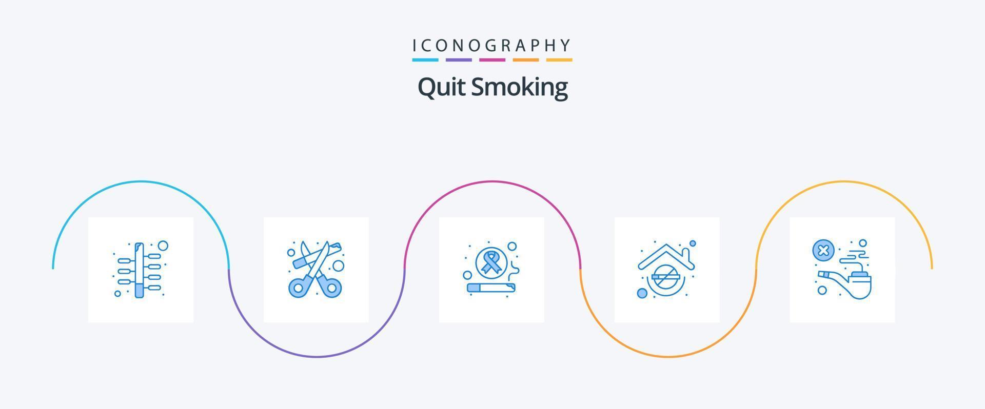 sluta rökning blå 5 ikon packa Inklusive blockera. hus. rökning. Hem. rökning vektor