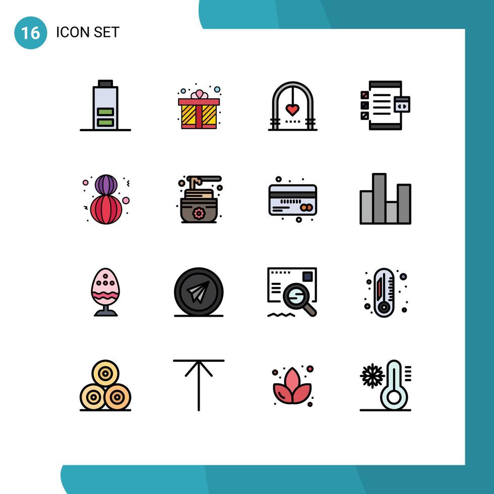 Pack von 16 modern eben Farbe gefüllt Linien Zeichen und Symbole zum Netz drucken Medien eine solche wie acht März Entwicklung Feier sich entwickeln App editierbar kreativ Vektor Design Elemente